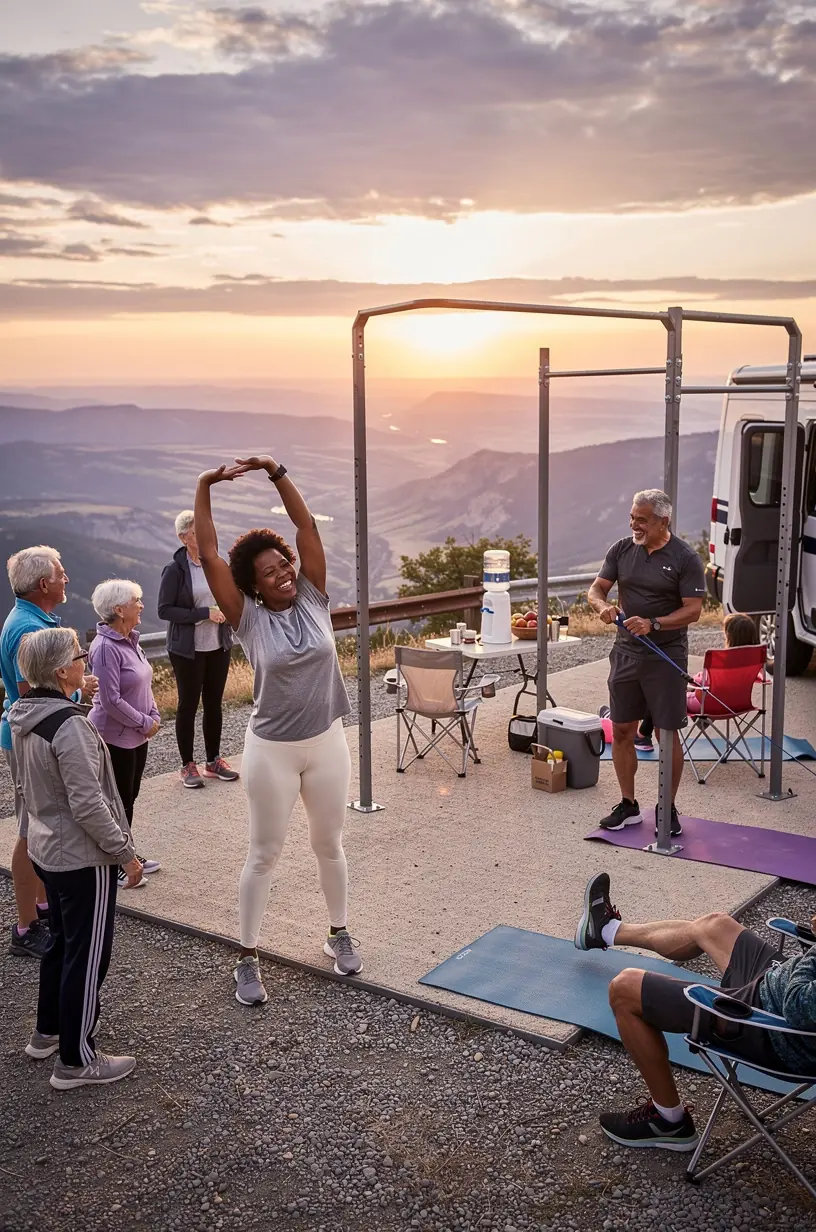 Информационный стенд с рекомендациями по быстрой зарядке тела и восстановлению сил во время путешествия.